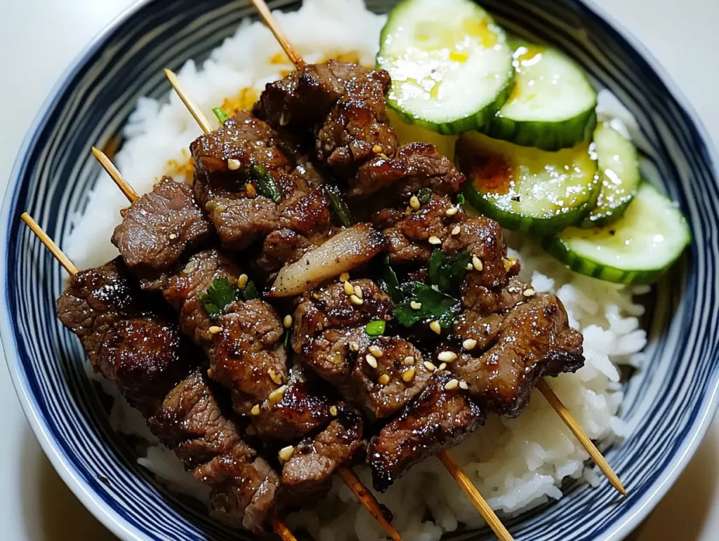 Garlic And Black Pepper Beef Skewers